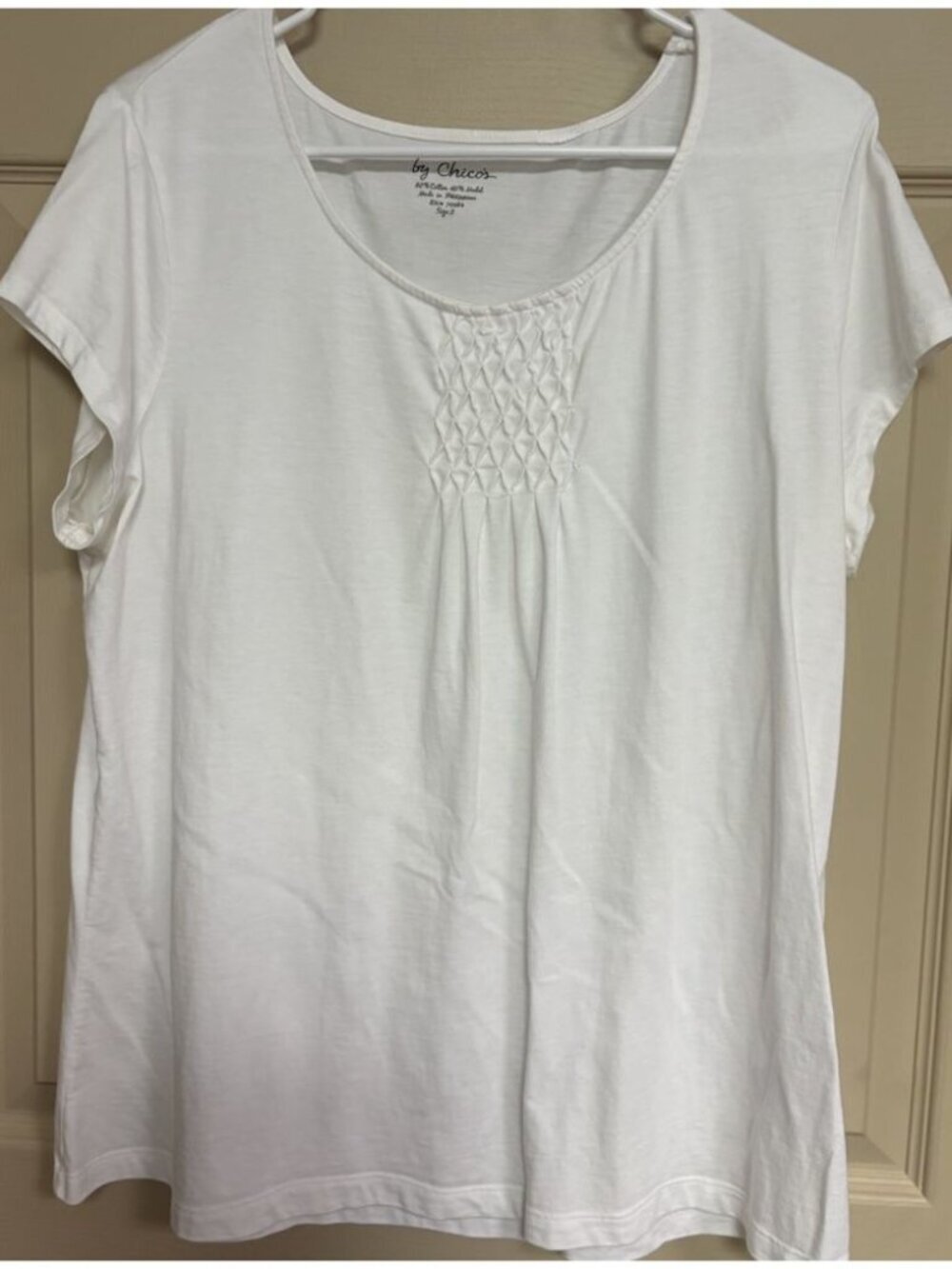 Chico's Short Sleeve Pullover Shirt size 3 US 16 White Casual